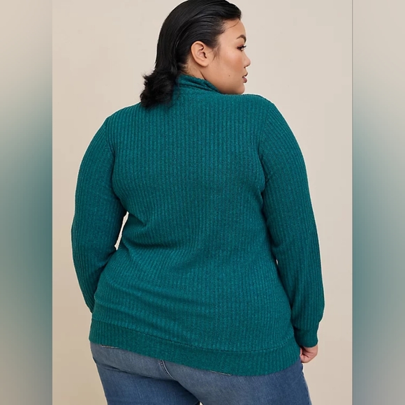 TORRID RELAXED FIT SUPER SOFT PLUSH RIB QUARTER ZIP SWEATSHIRT 0X BLUE - Picture 3 of 5